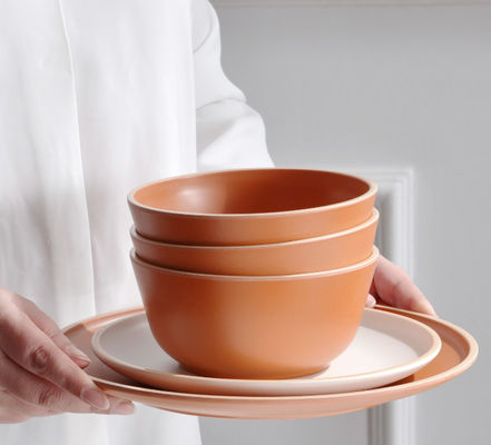 Gufaith Melamine eetgerei sets 12 stuks, borden en borden voor 4, onbreekbare eetgerei sets, ideaal eetgerei voor feest,