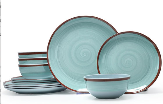 Groen 12pc melamine eetgerei set borden en borden Morden