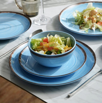 4 personen PCS 12 Melamine eetgerei set Blauwe kleur