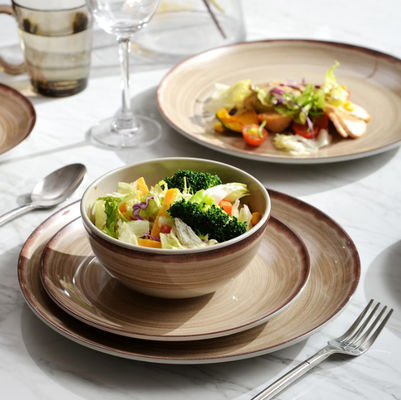 Bruine kleuren platen Melamine set chipvrij ronde