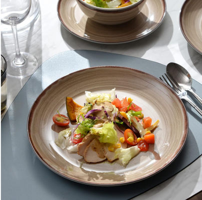 Bruine kleuren platen Melamine set chipvrij ronde