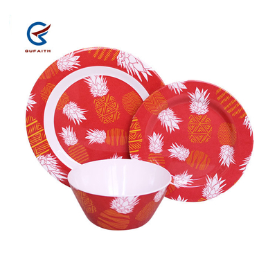 3PCS Rood Melamine Dinerware Set Voor Kamperen Indoor Outdoor Gebruik Keuken